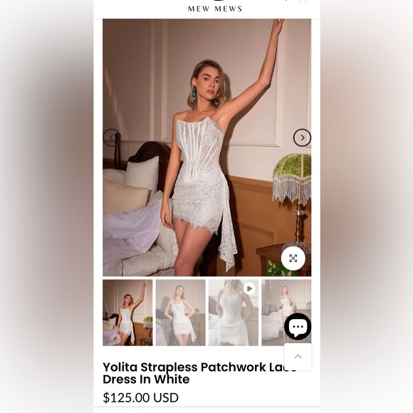 BRAND NEW Mew Mews “Yolita” Strapless Lace white Mini Dress - Picture 1 of 6